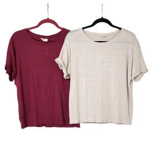 Poetry Linen Berry Beige Rolled Sleeve Shirt Lot US 8 / UK 12 Lagenlook